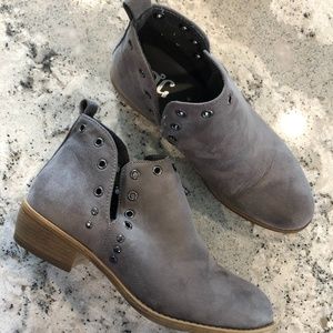 Grey sude slip on boot